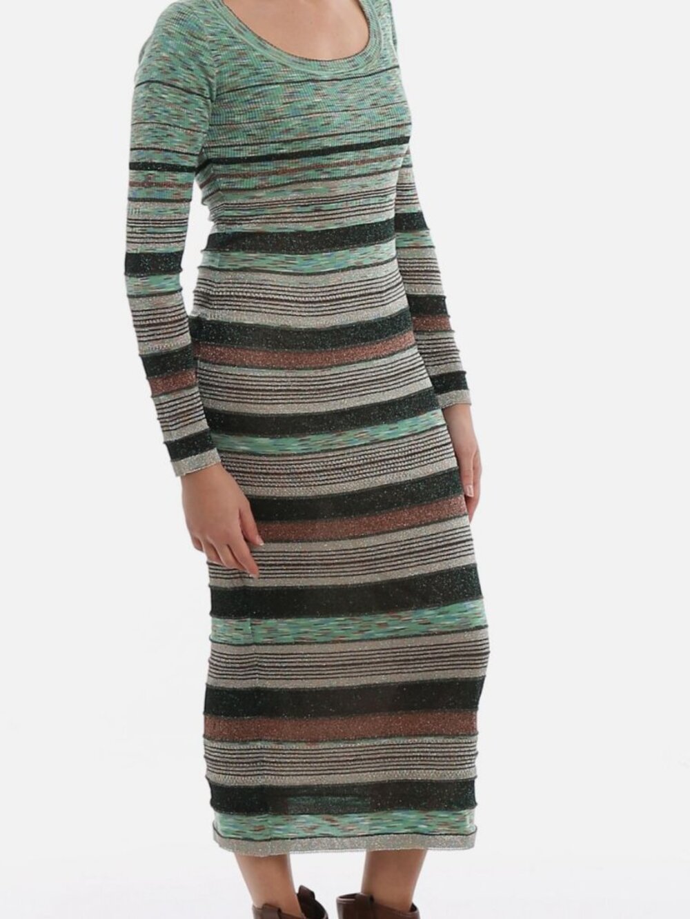 M Missoni Women's Green Cutout metallic crochet-knit maxi dress Size 44